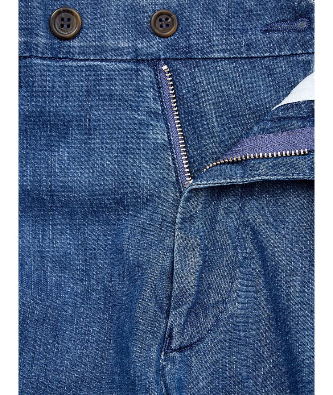 CANALI Синие хлопковые прямые джинсы, фото 7
