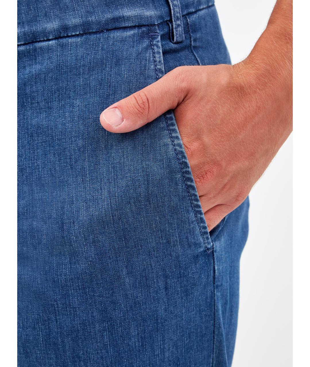 CANALI Синие хлопковые прямые джинсы, фото 5