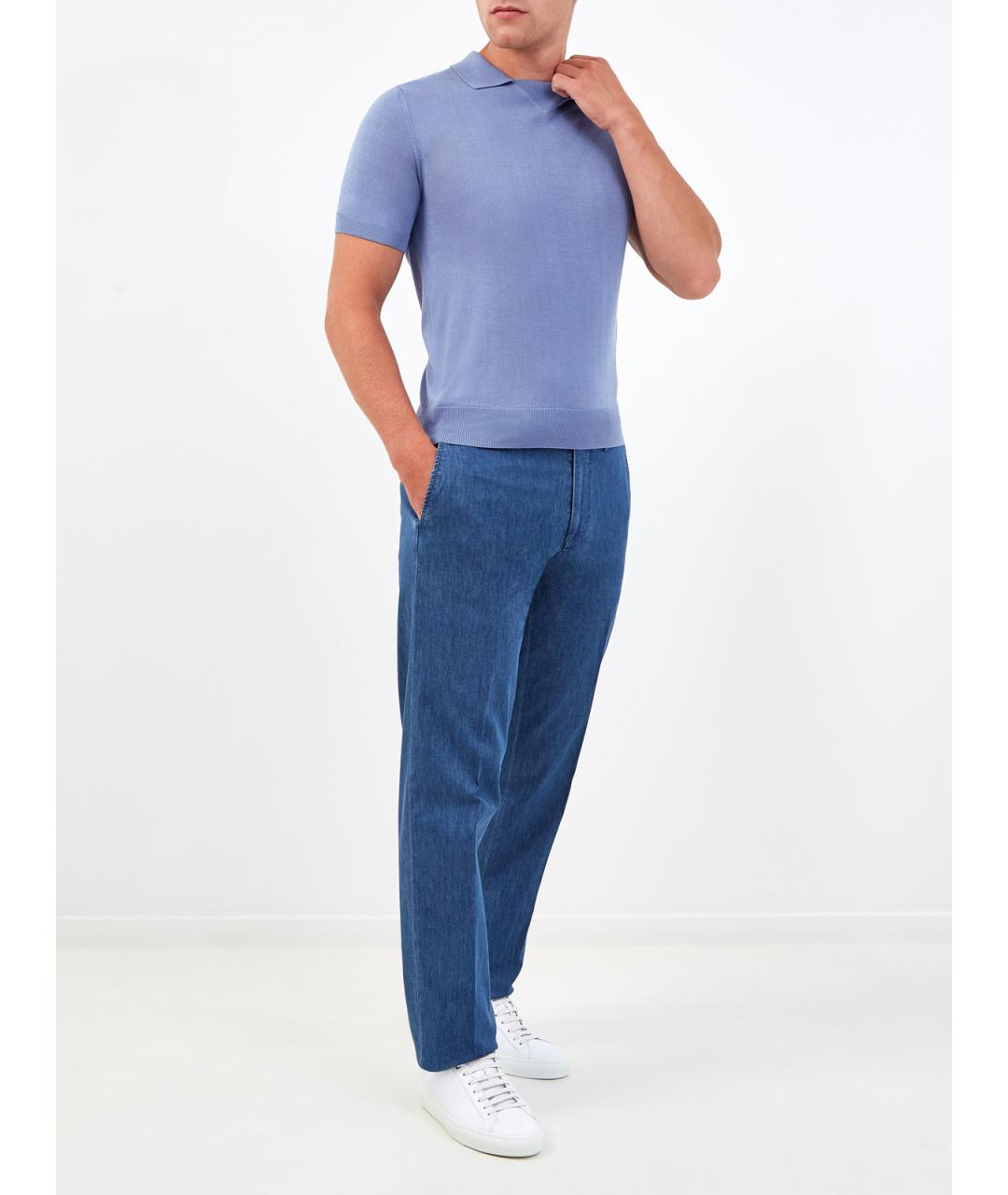 CANALI Синие хлопковые прямые джинсы, фото 2
