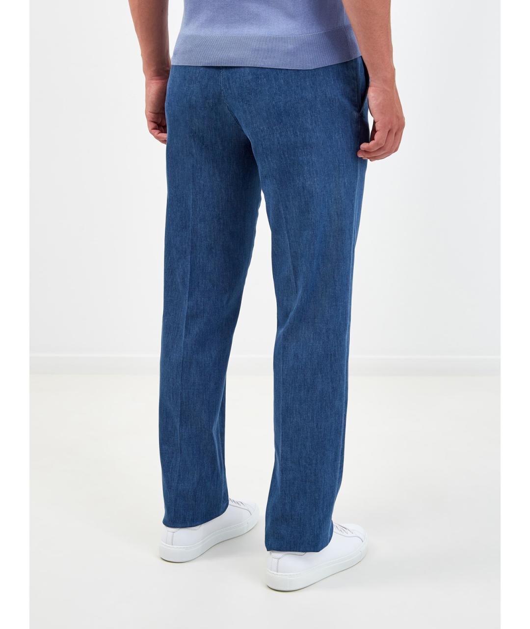 CANALI Синие хлопковые прямые джинсы, фото 4