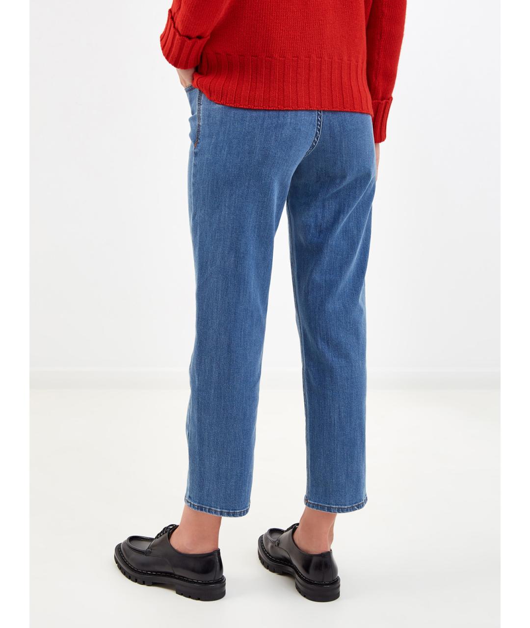 LORENA ANTONIAZZI Синие хлопковые прямые джинсы, фото 4