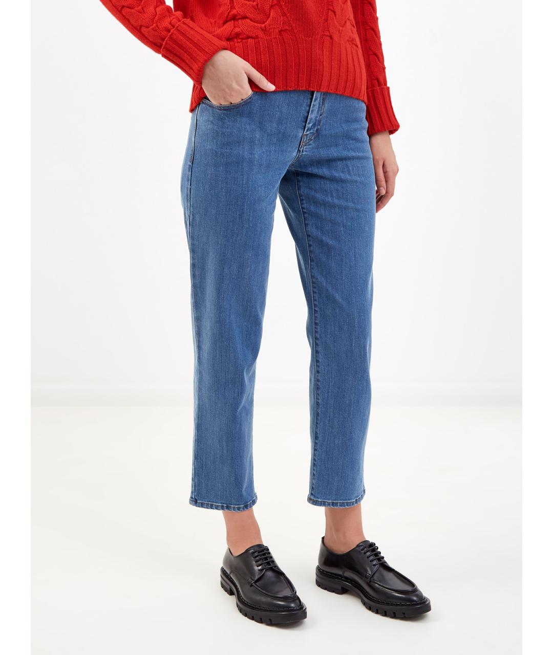 LORENA ANTONIAZZI Синие хлопковые прямые джинсы, фото 3