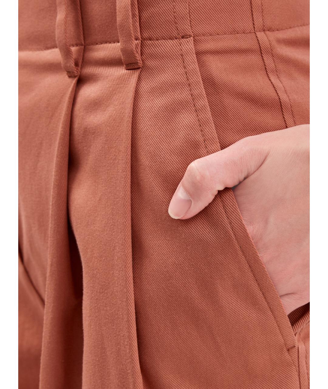 BRUNELLO CUCINELLI Оранжевое хлопковые прямые брюки, фото 5