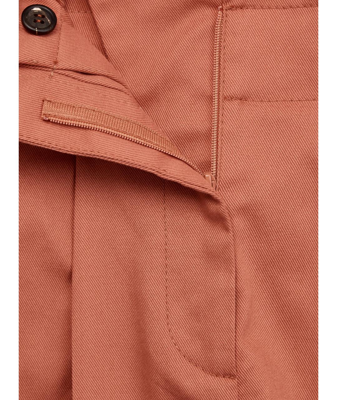 BRUNELLO CUCINELLI Оранжевое хлопковые прямые брюки, фото 7