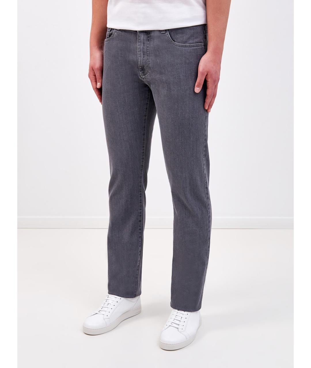 CANALI Серые хлопковые джинсы скинни, фото 3
