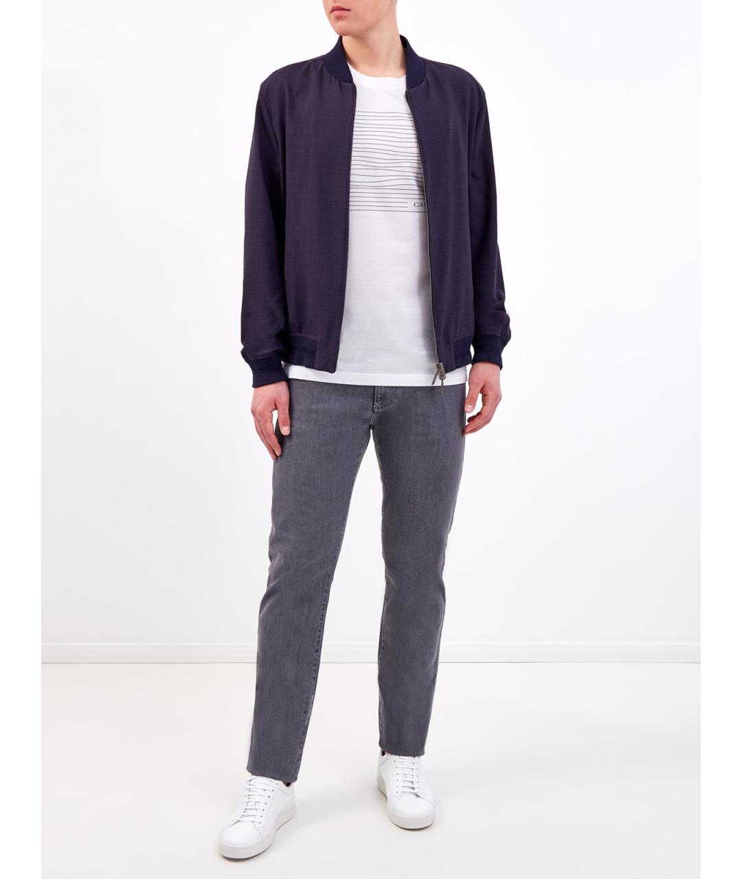 CANALI Серые хлопковые джинсы скинни, фото 2