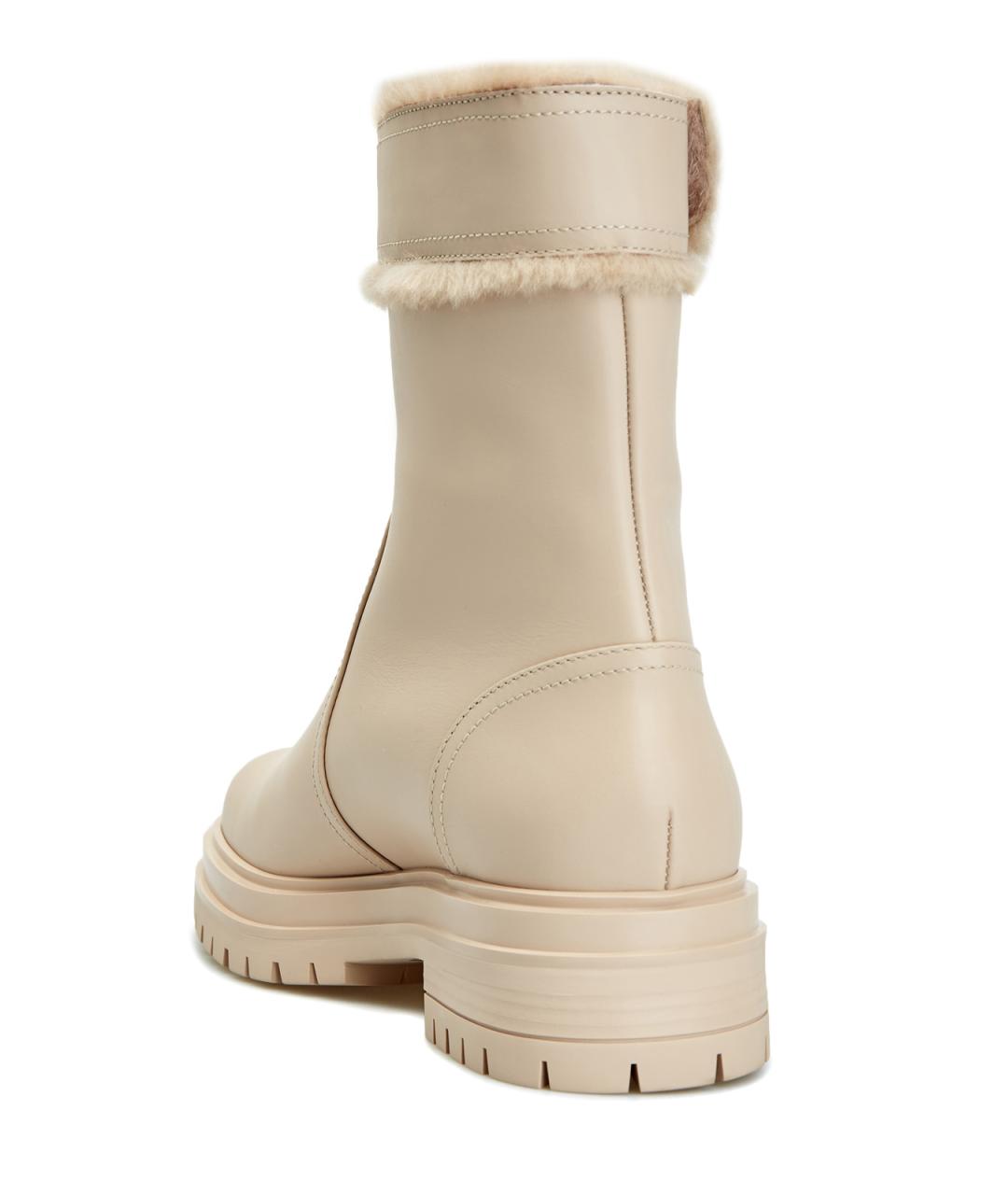 GIANVITO ROSSI Бежевые кожаные полусапоги, фото 4