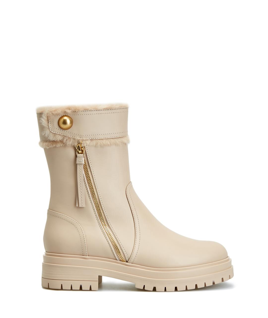 GIANVITO ROSSI Бежевые кожаные полусапоги, фото 1