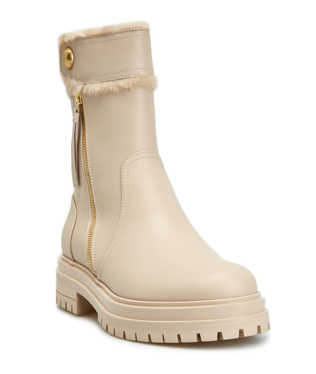 GIANVITO ROSSI Бежевые кожаные полусапоги, фото 3