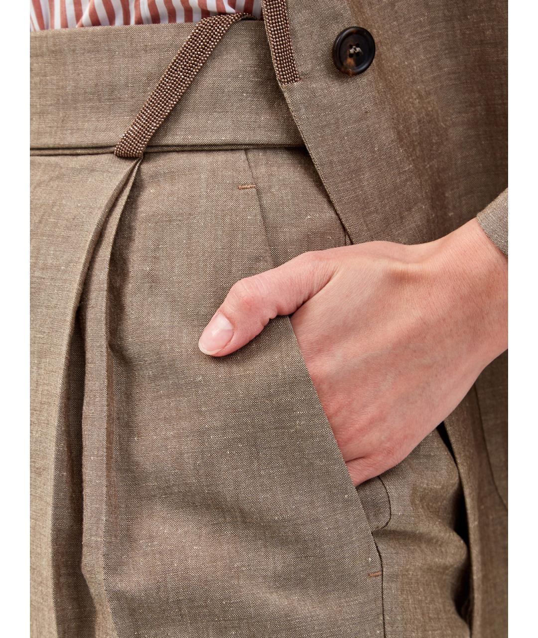 BRUNELLO CUCINELLI Коричневые брюки узкие, фото 4