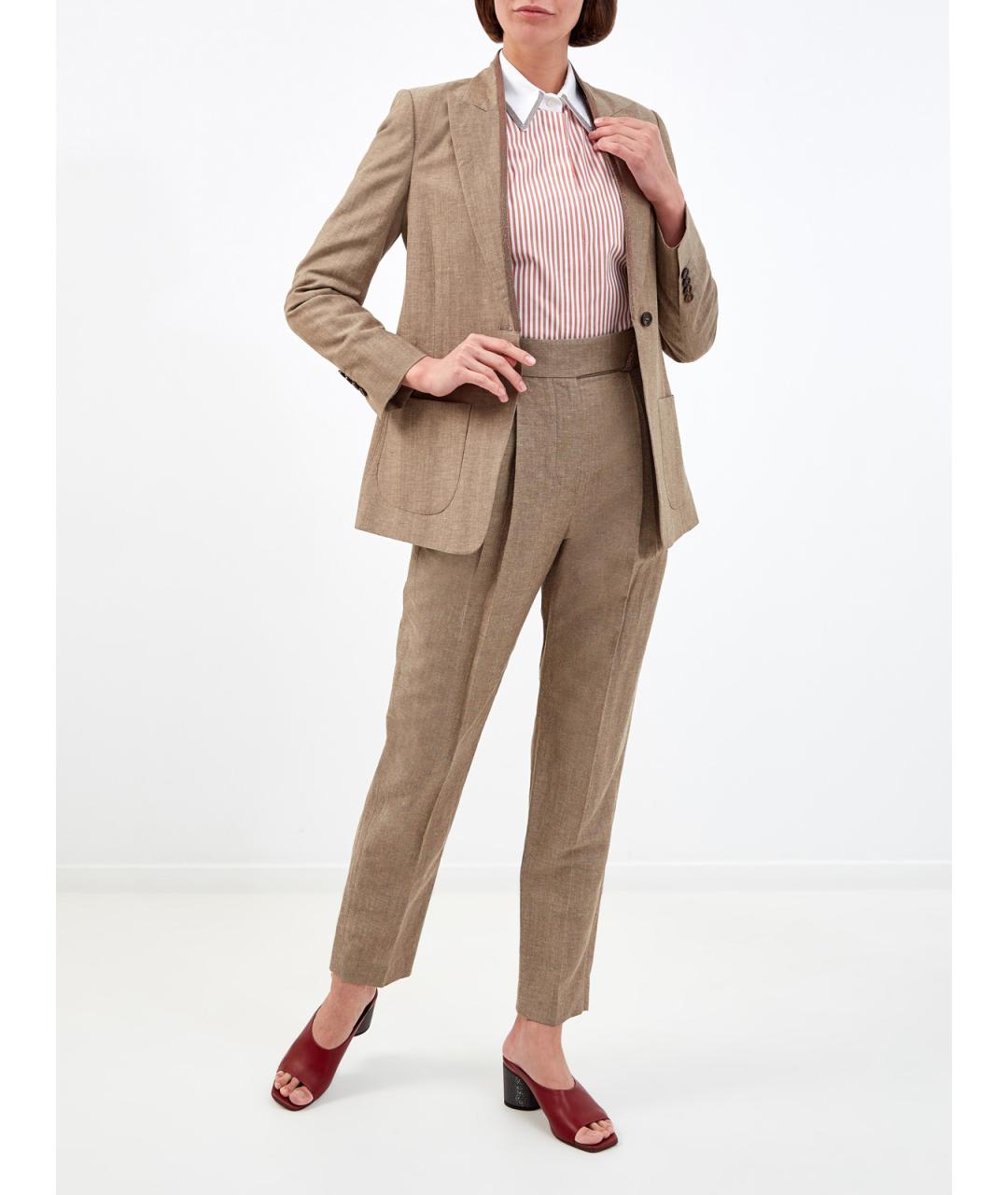 BRUNELLO CUCINELLI Коричневые брюки узкие, фото 7