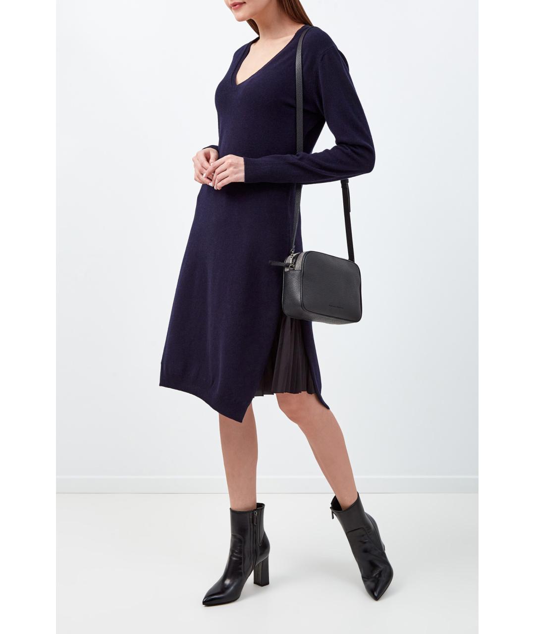 FABIANA FILIPPI Темно-синее шерстяное повседневное платье, фото 2