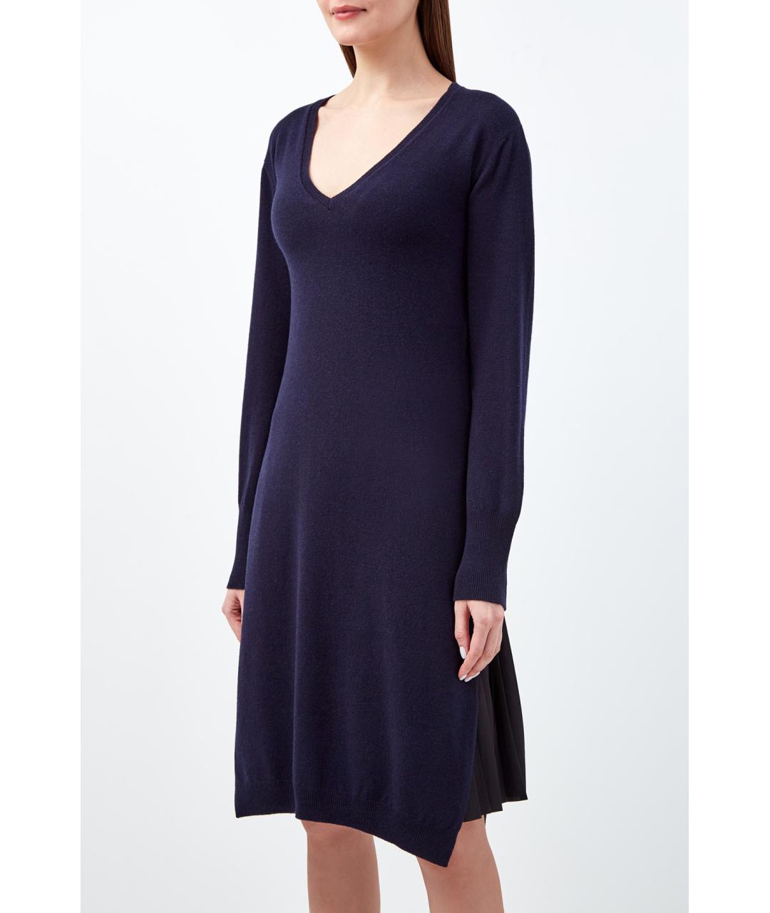 FABIANA FILIPPI Темно-синее шерстяное повседневное платье, фото 3