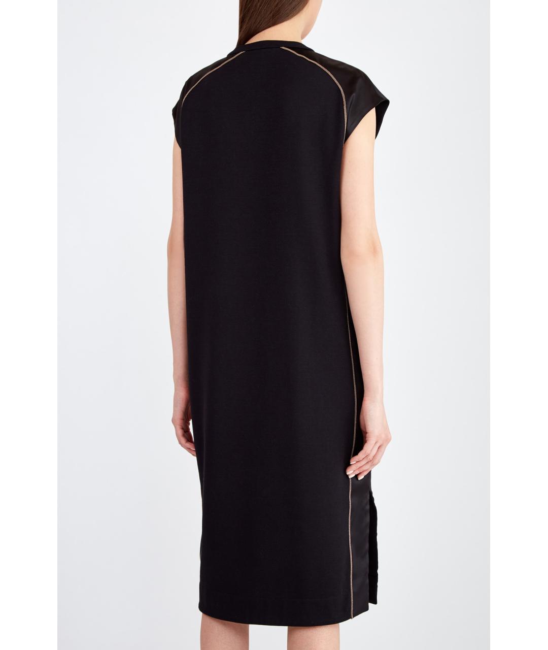 BRUNELLO CUCINELLI Черное хлопковое повседневное платье, фото 4