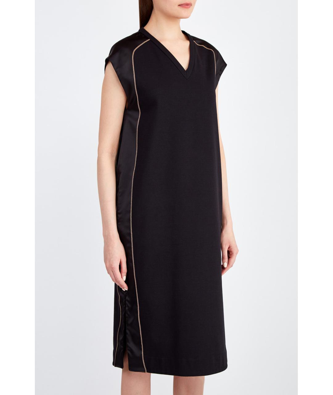 BRUNELLO CUCINELLI Черное хлопковое повседневное платье, фото 3