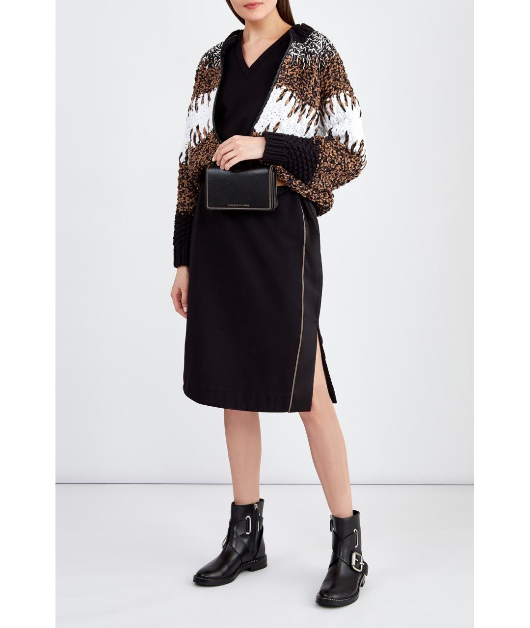 BRUNELLO CUCINELLI Черное хлопковое повседневное платье, фото 2