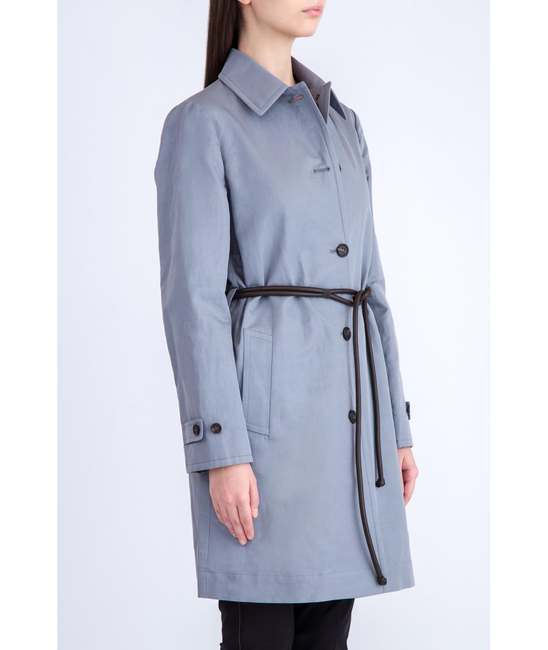 BRUNELLO CUCINELLI Голубой хлопковый тренч/плащ, фото 3