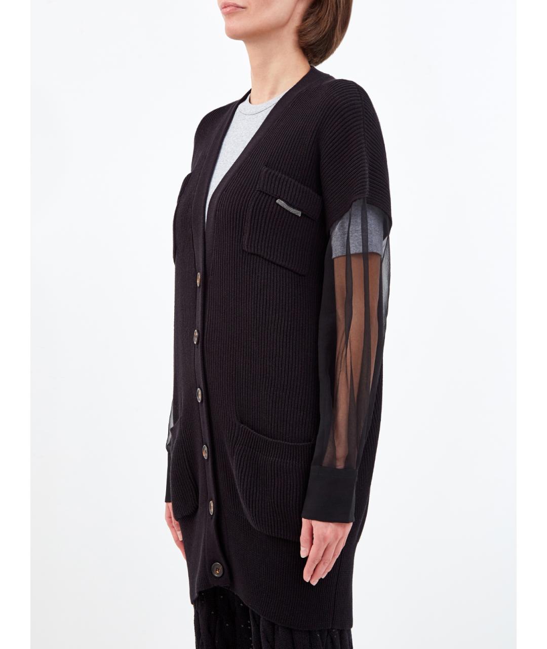 BRUNELLO CUCINELLI Черный хлопковый кардиган, фото 3