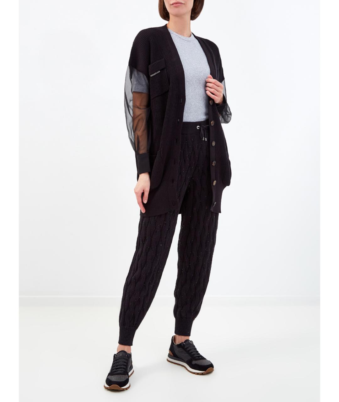 BRUNELLO CUCINELLI Черный хлопковый кардиган, фото 2