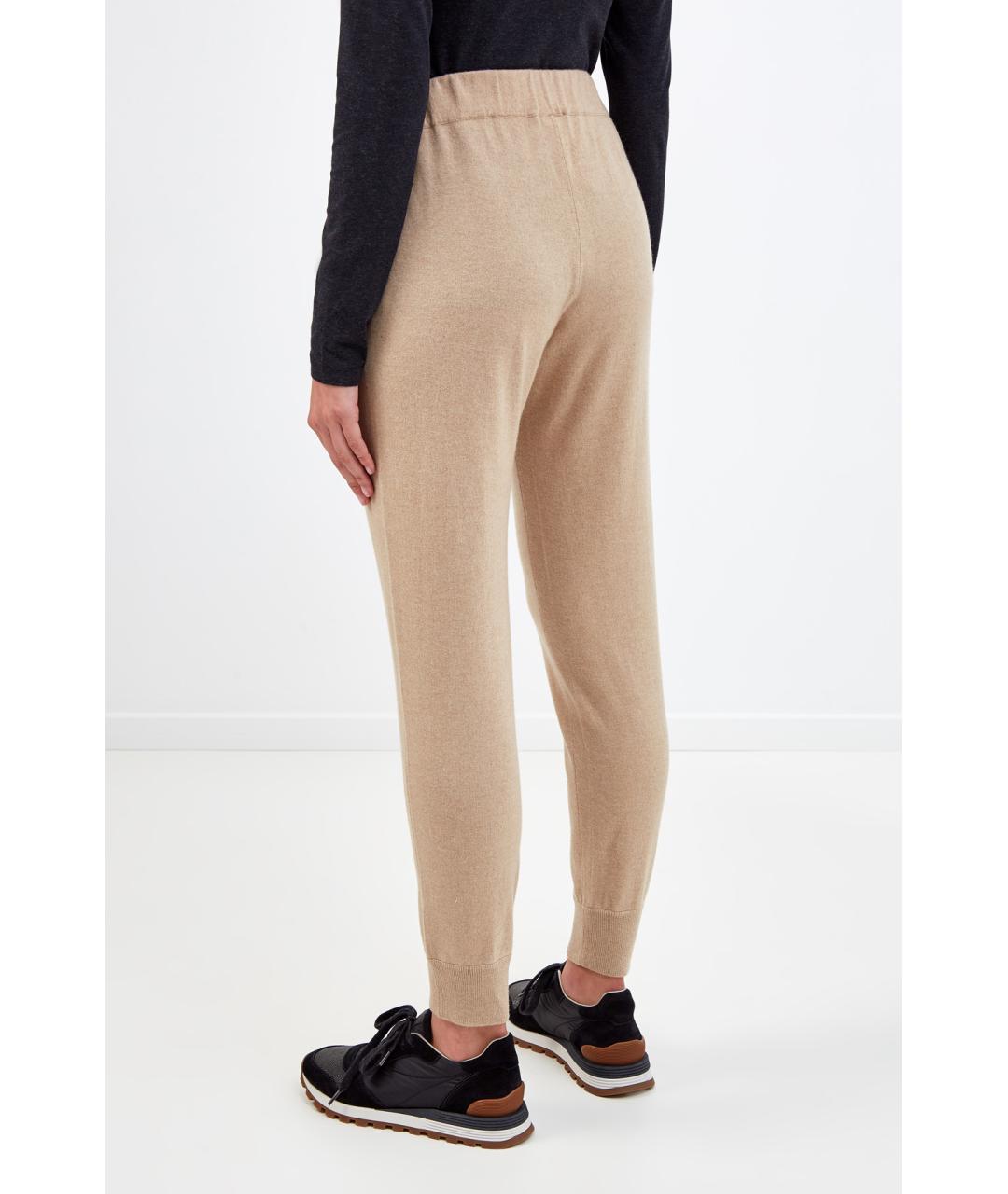 BRUNELLO CUCINELLI Бежевые кашемировые прямые брюки, фото 4