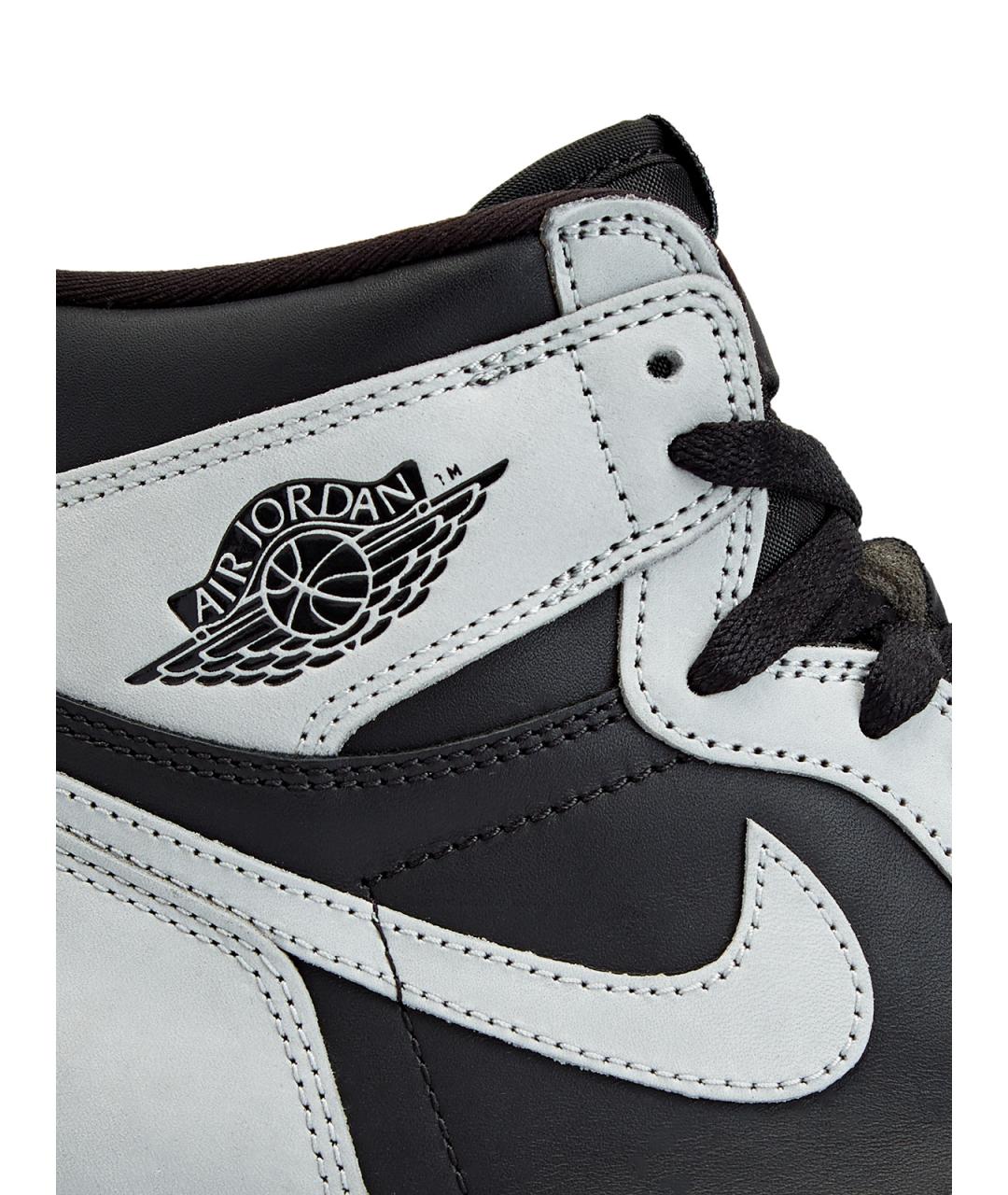 JORDAN Серые кожаные высокие кроссовки / кеды, фото 5