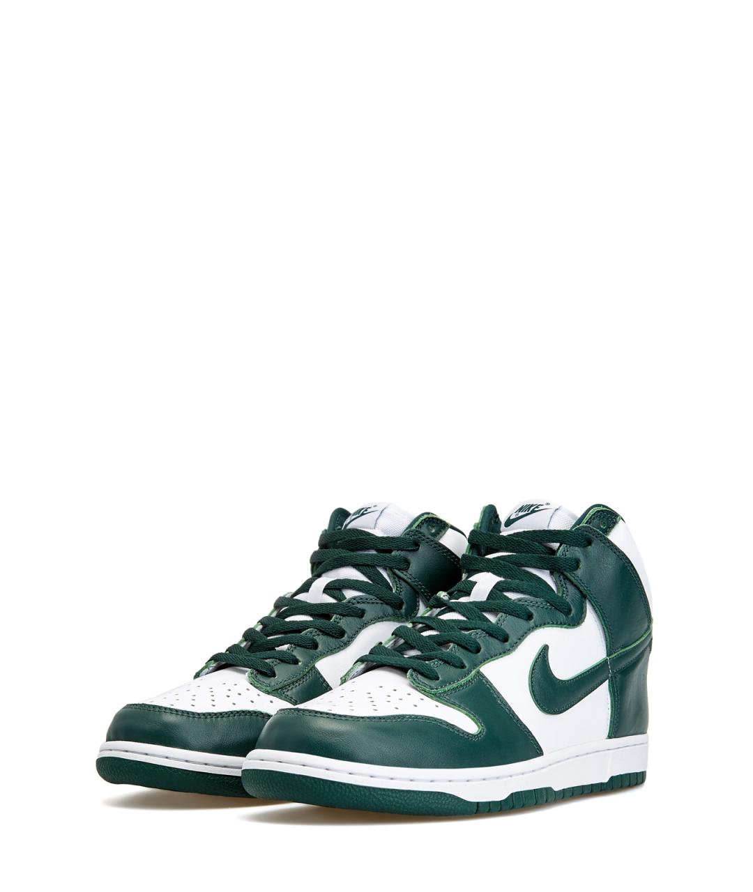 NIKE Зеленые кожаные высокие кроссовки / кеды, фото 2