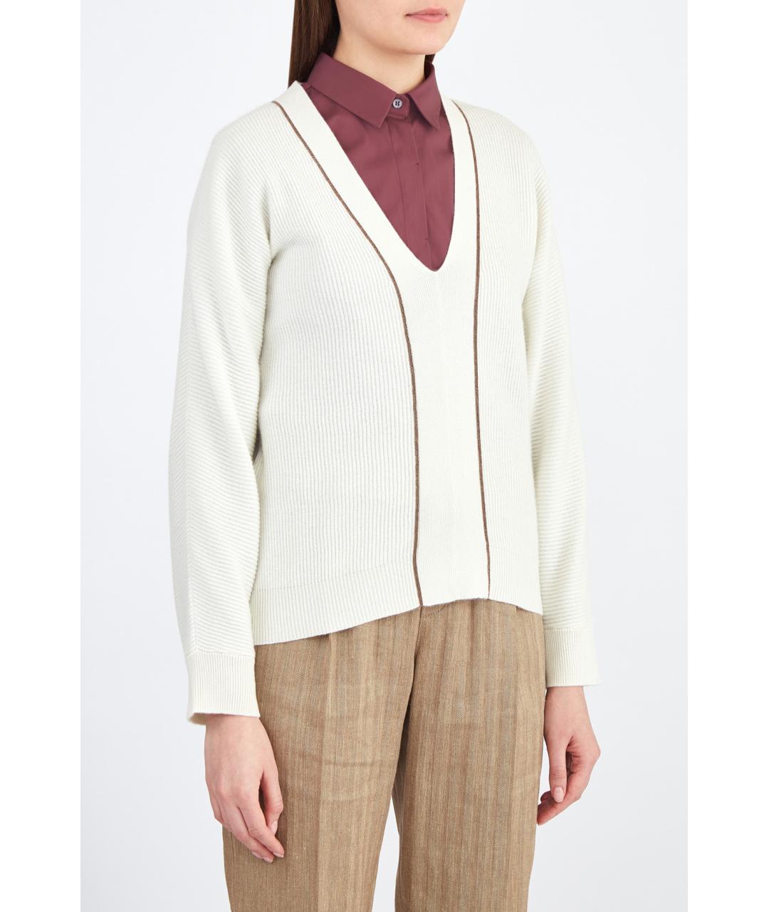 BRUNELLO CUCINELLI Белый кашемировый джемпер / свитер, фото 3