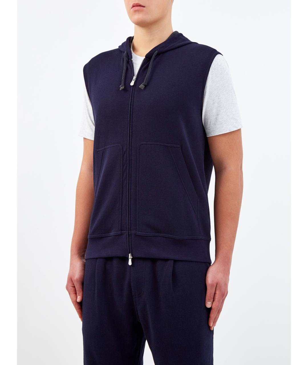 BRUNELLO CUCINELLI Синий хлопковый жилет, фото 3