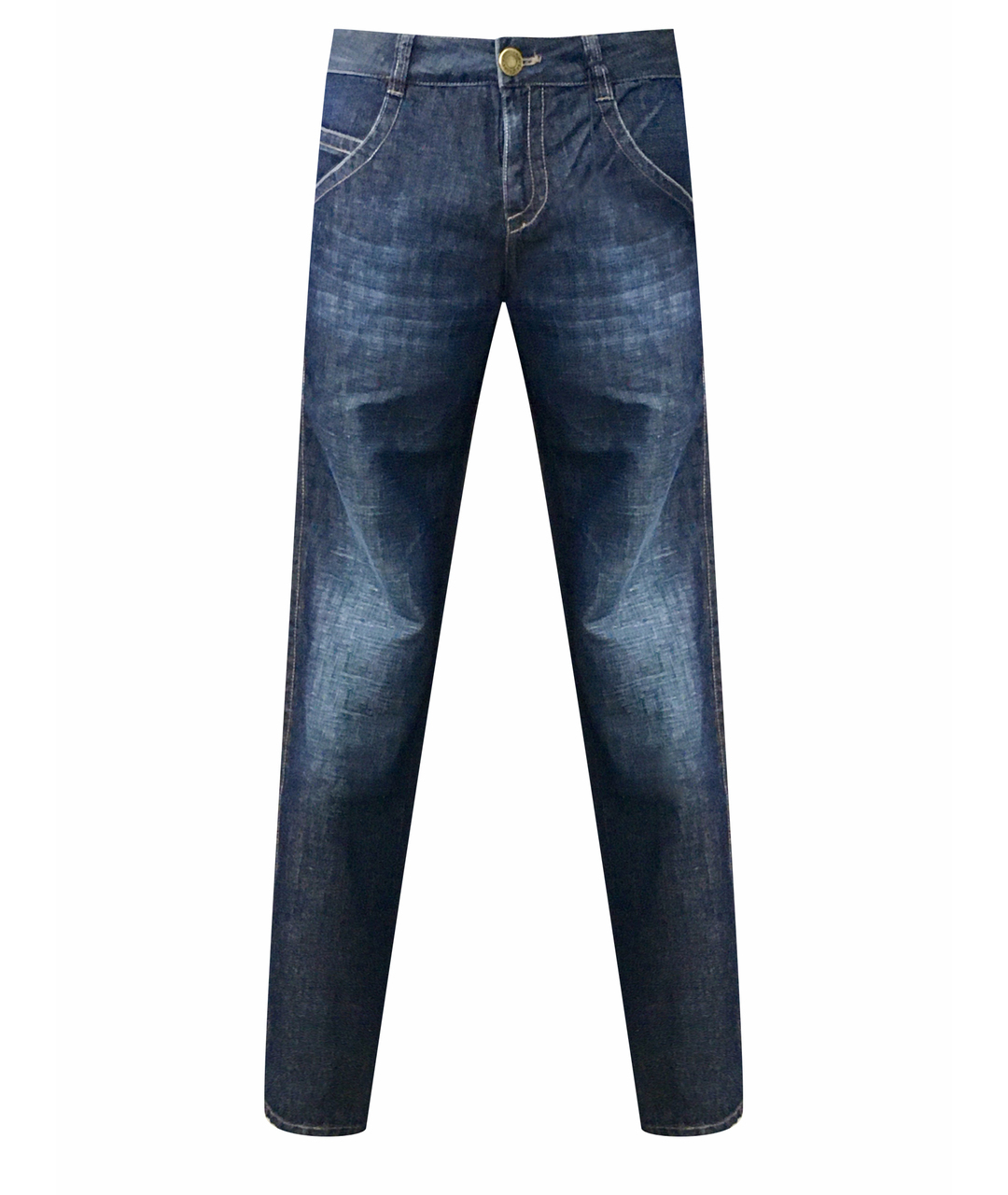 JEAN PAUL GAULTIER Синие хлопко-леновые прямые джинсы, фото 1