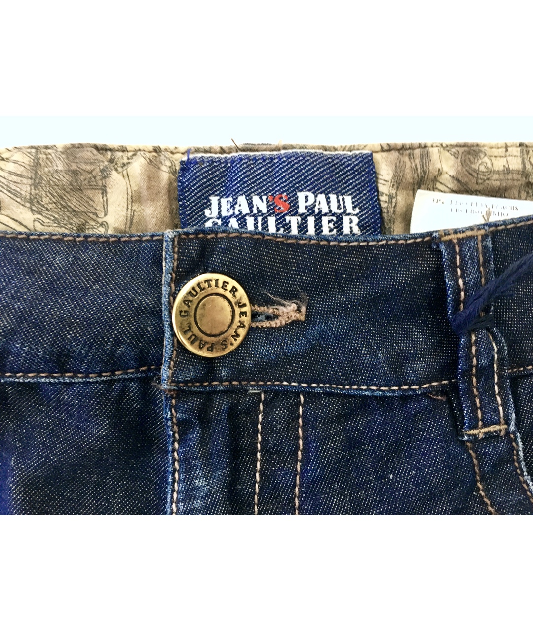 JEAN PAUL GAULTIER Синие хлопко-леновые прямые джинсы, фото 4