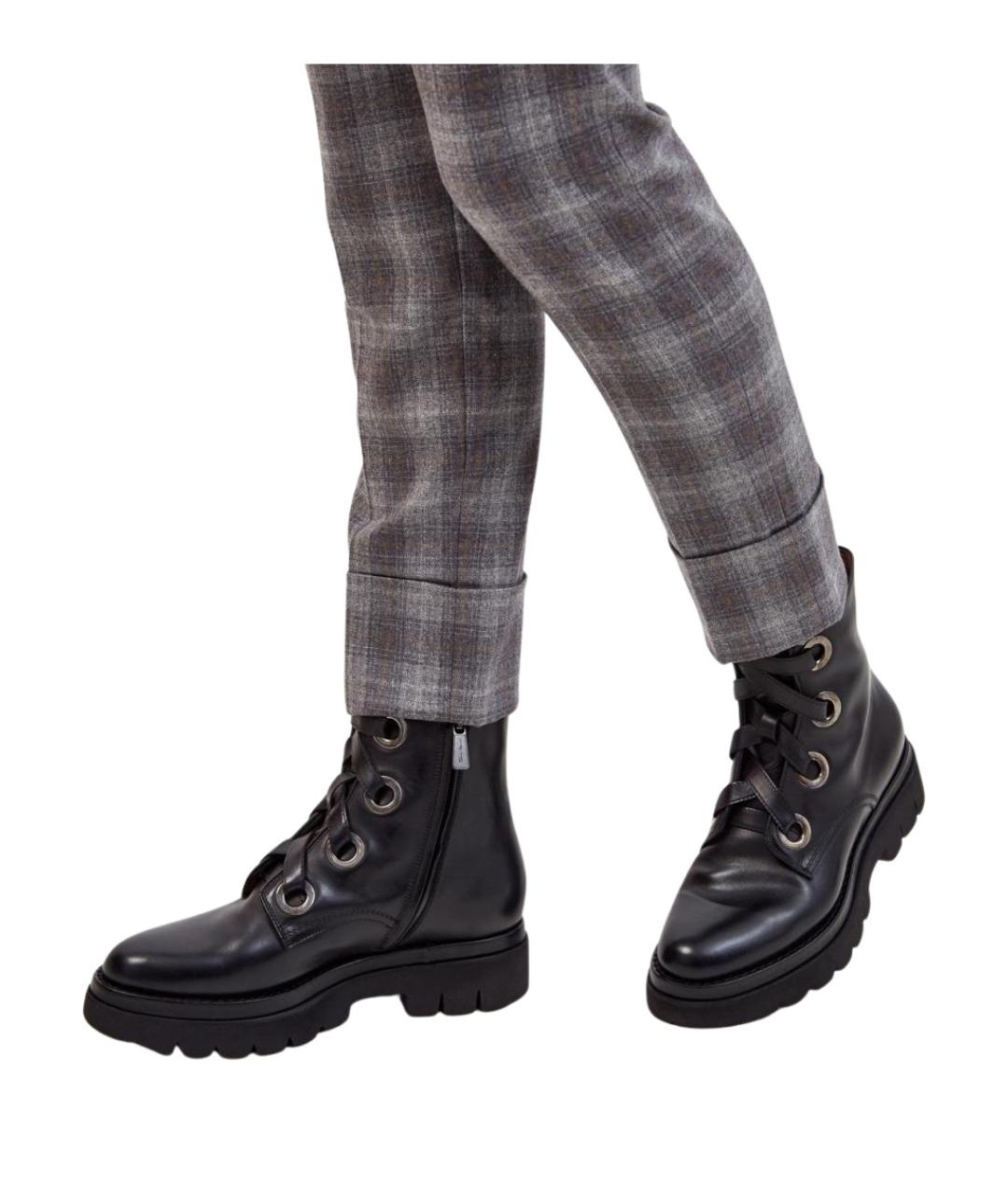 SANTONI Черные кожаные ботинки, фото 2