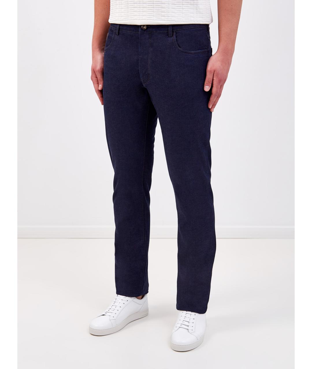 CANALI Синие хлопковые прямые джинсы, фото 3