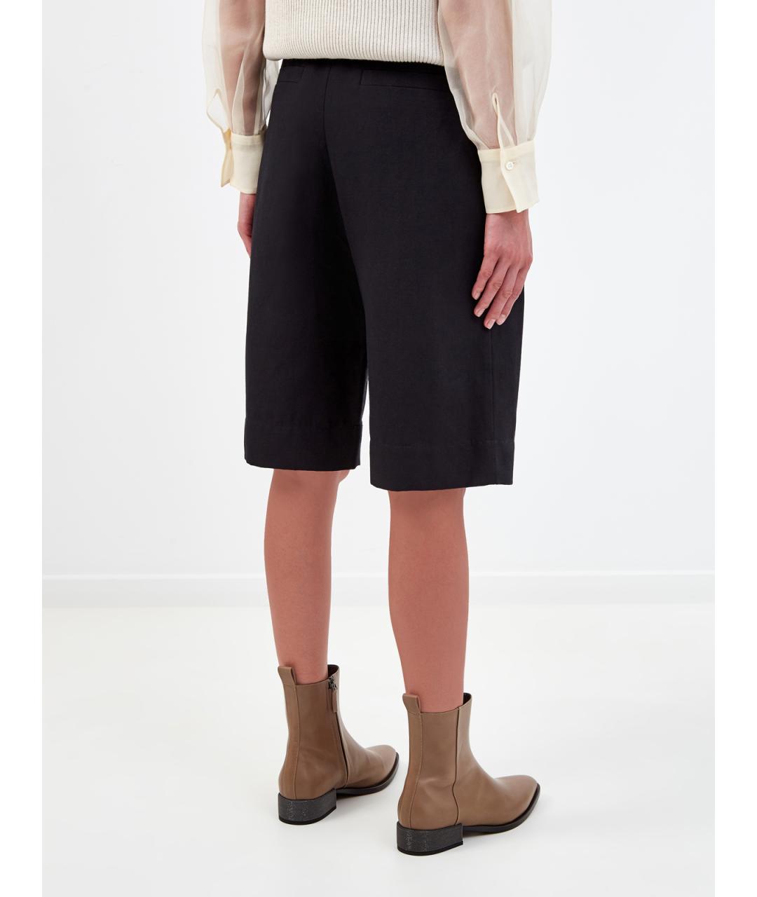 BRUNELLO CUCINELLI Черные льняные шорты, фото 4
