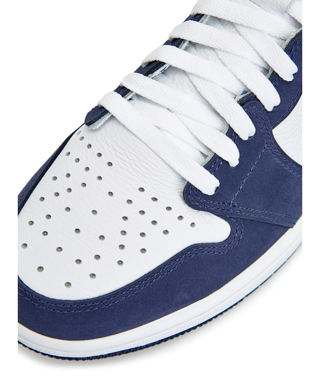 JORDAN Синие кожаные высокие кроссовки / кеды, фото 6