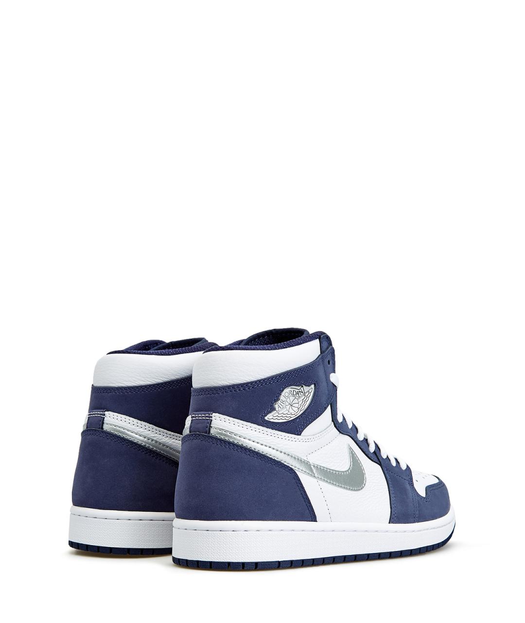 JORDAN Синие кожаные высокие кроссовки / кеды, фото 3