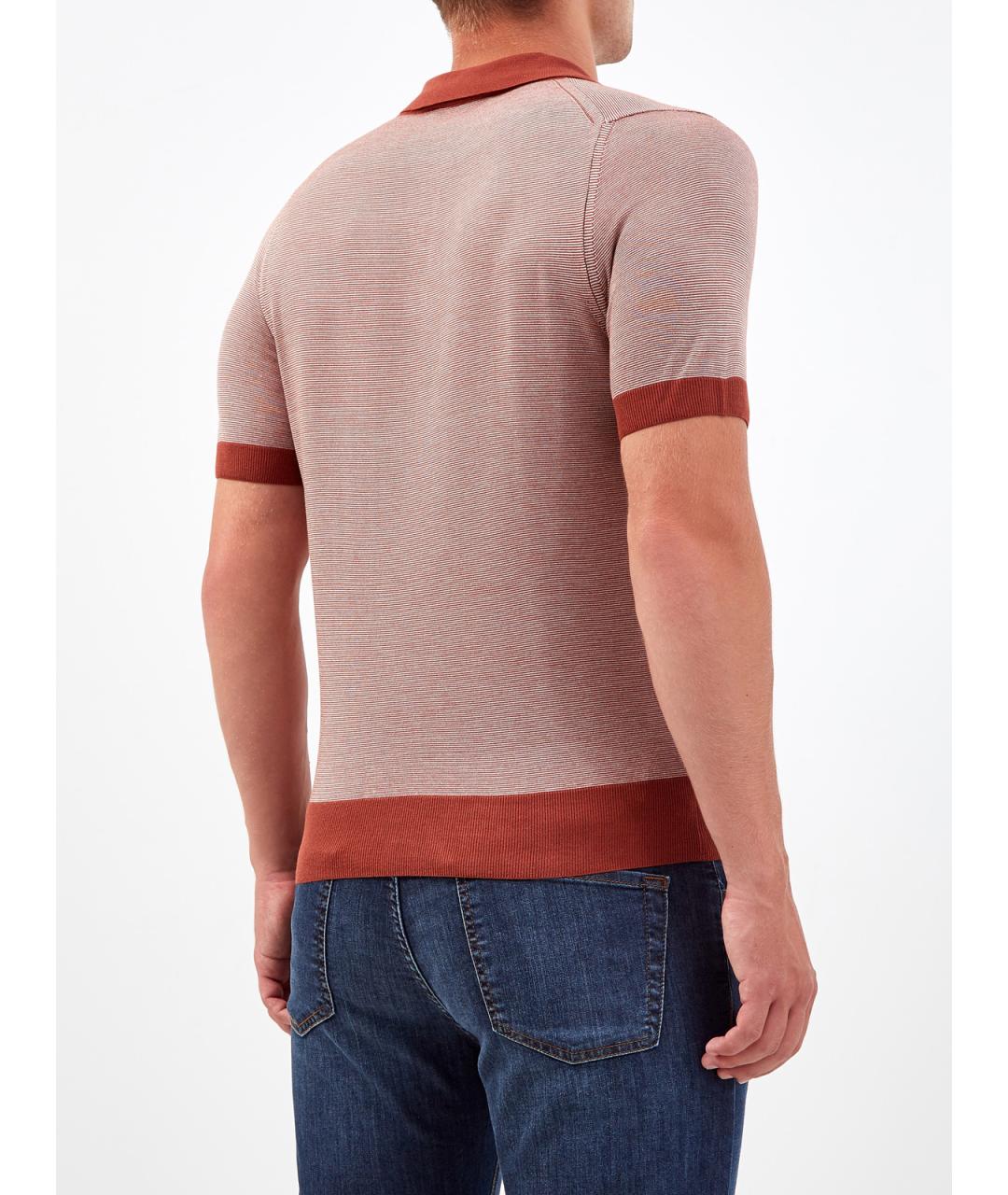 CANALI Бордовое вискозное поло с коротким рукавом, фото 4