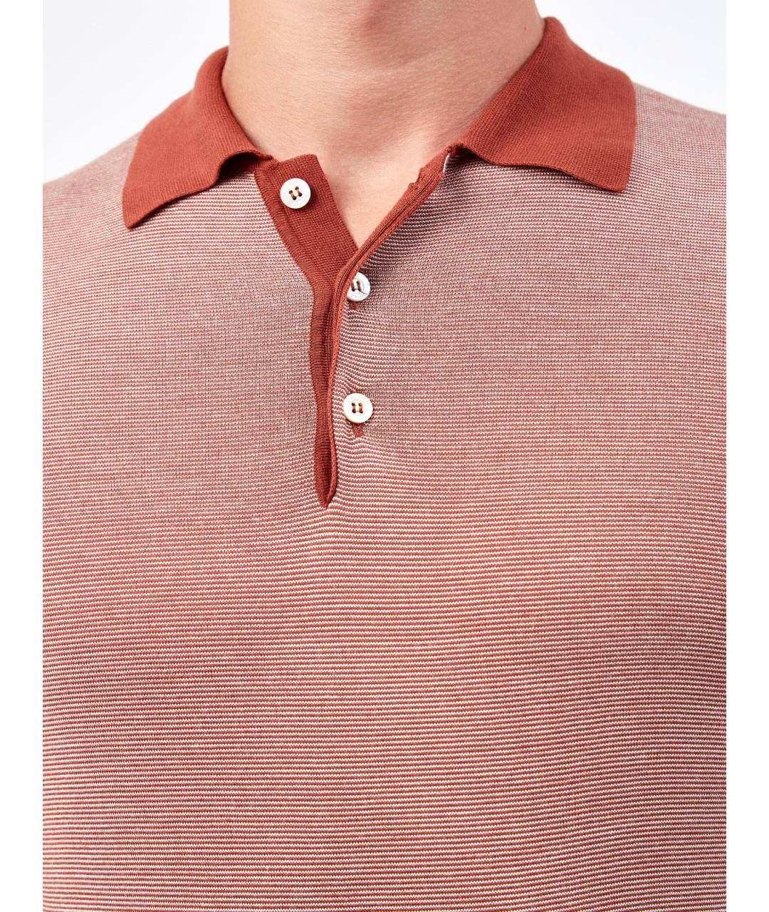 CANALI Бордовое вискозное поло с коротким рукавом, фото 5