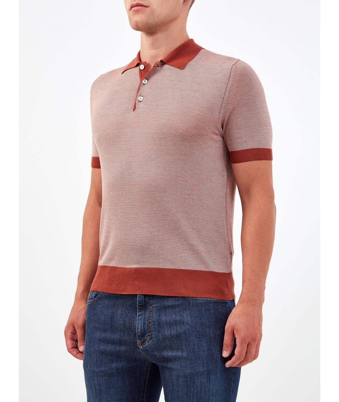 CANALI Бордовое вискозное поло с коротким рукавом, фото 3