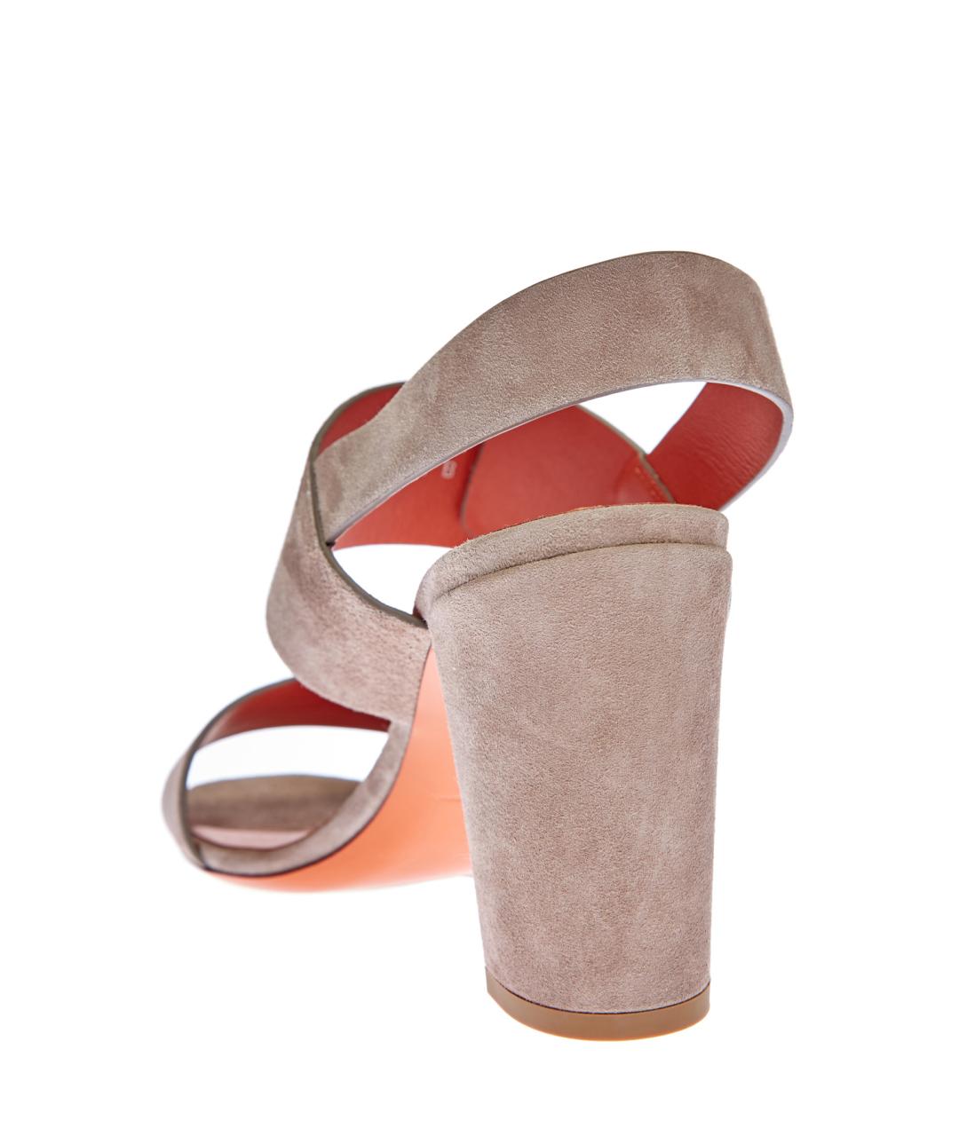 SANTONI Бежевые замшевые босоножки, фото 5