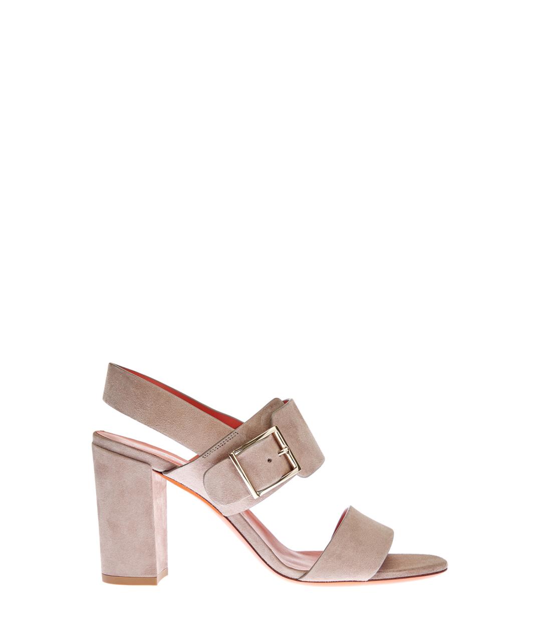 SANTONI Бежевые замшевые босоножки, фото 1