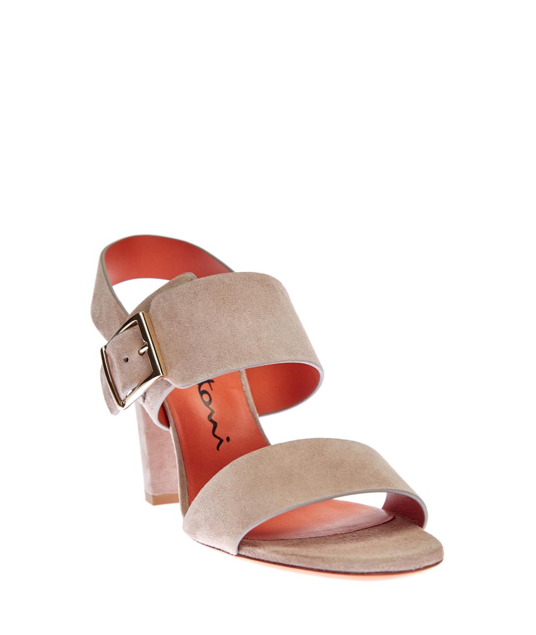 SANTONI Бежевые замшевые босоножки, фото 3