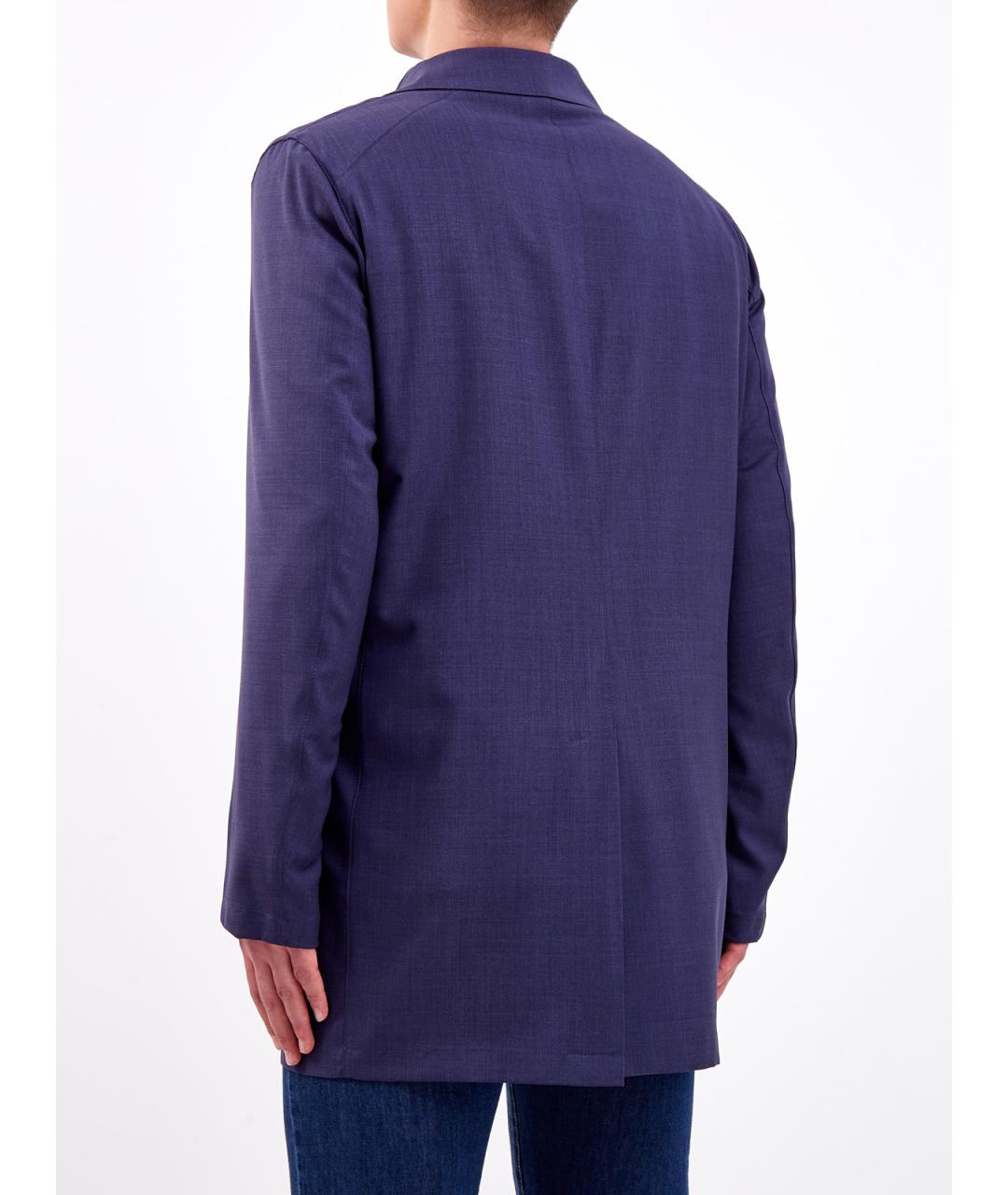 CANALI Синий шерстяной тренч / плащ, фото 4