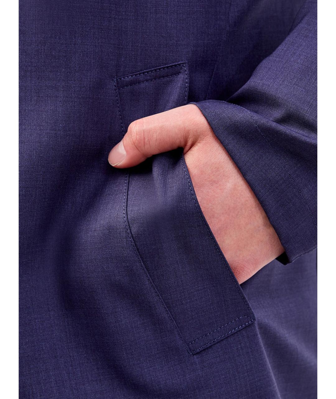 CANALI Синий шерстяной тренч / плащ, фото 5