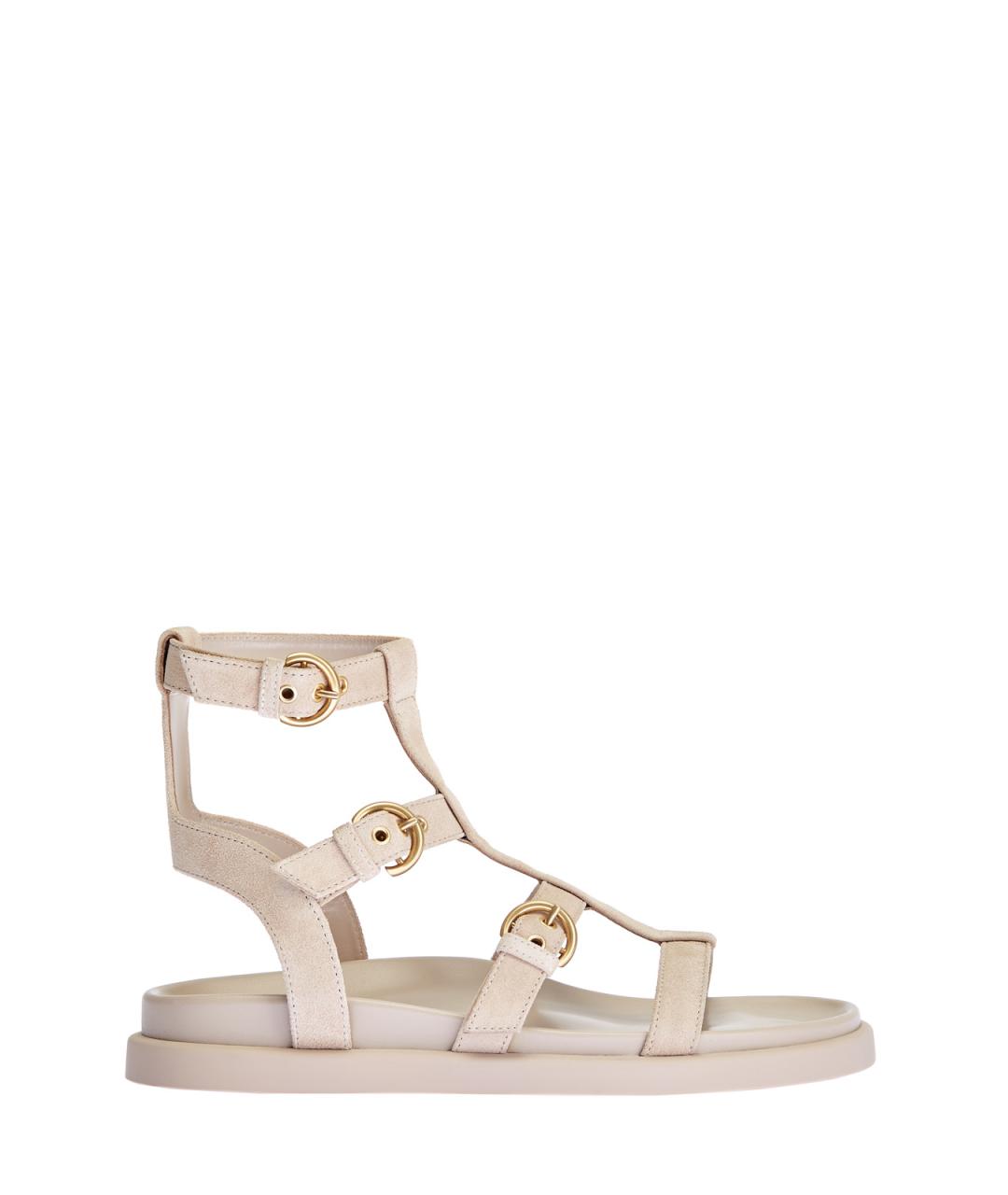 GIANVITO ROSSI Бежевые замшевые сандалии, фото 1