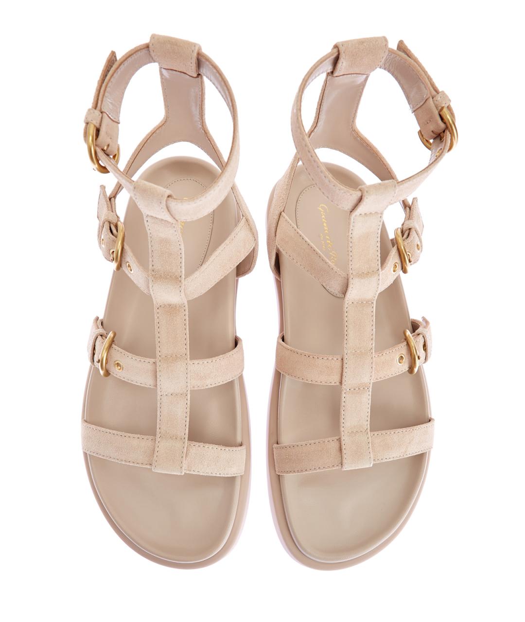 GIANVITO ROSSI Бежевые замшевые сандалии, фото 5