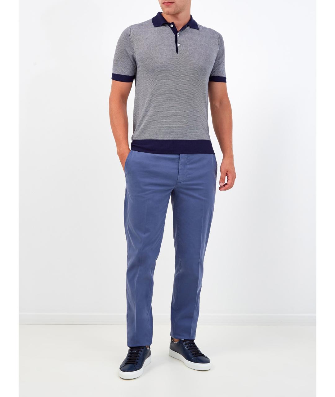 CANALI Серое вискозное поло с коротким рукавом, фото 2