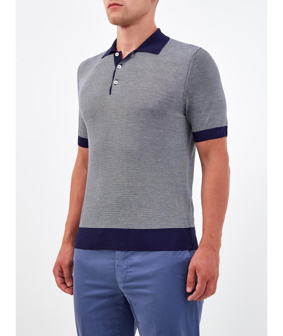 CANALI Серое вискозное поло с коротким рукавом, фото 3