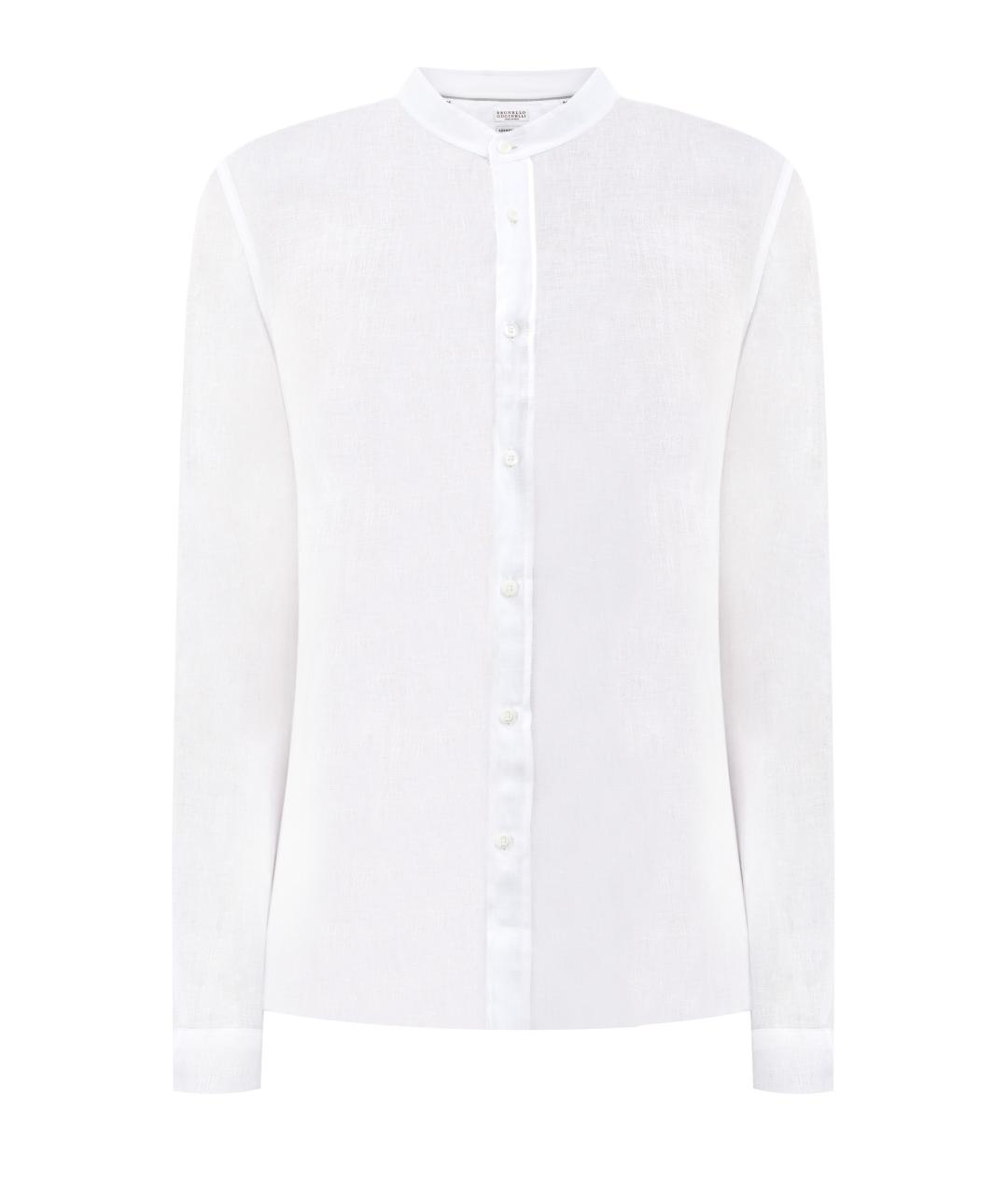 BRUNELLO CUCINELLI Белая льняная классическая рубашка, фото 1