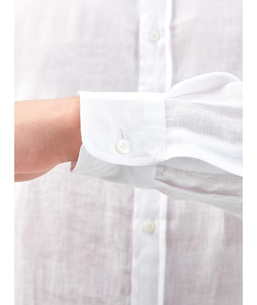 BRUNELLO CUCINELLI Белая льняная классическая рубашка, фото 5