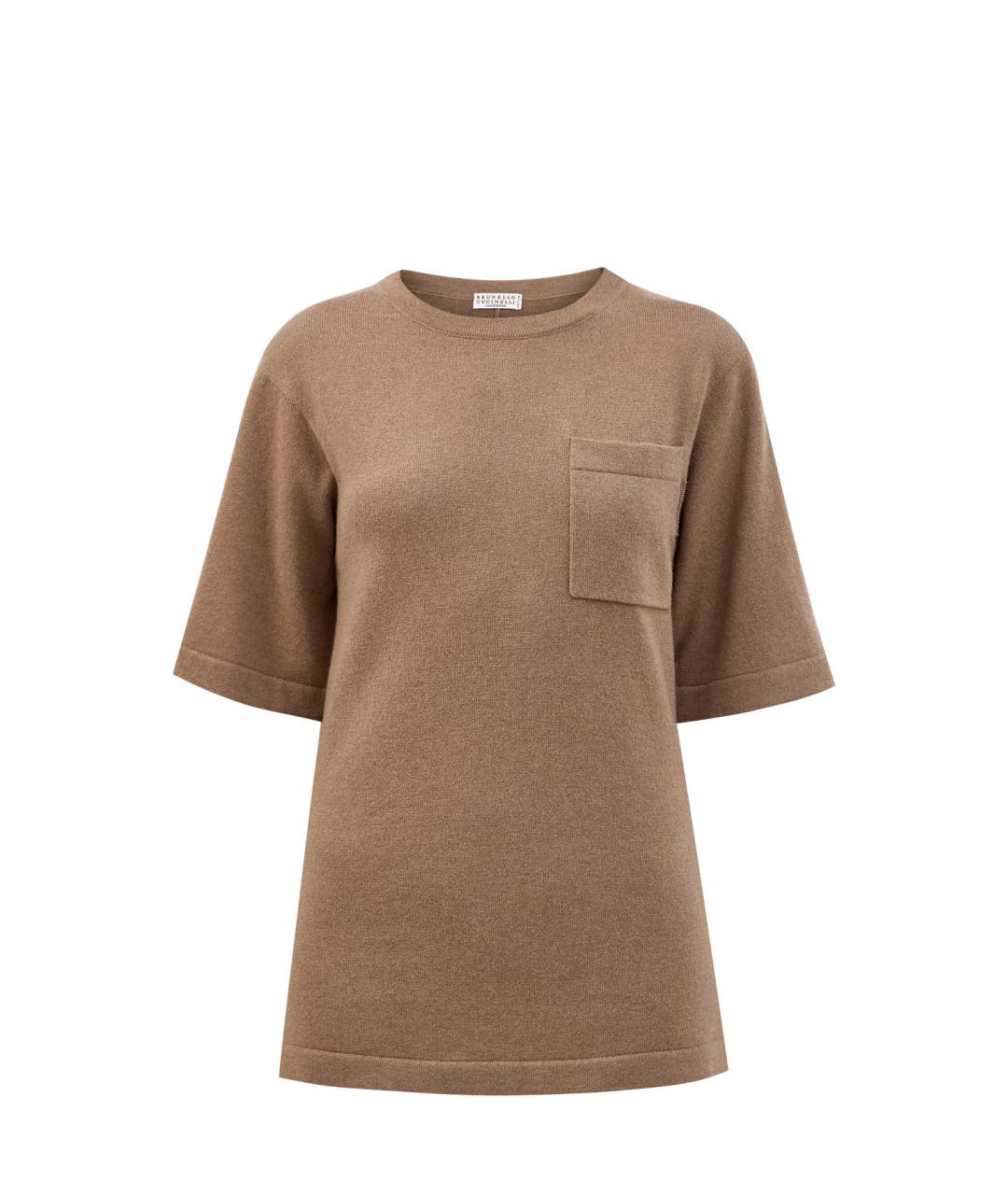 BRUNELLO CUCINELLI Коричневый кашемировый джемпер / свитер, фото 1